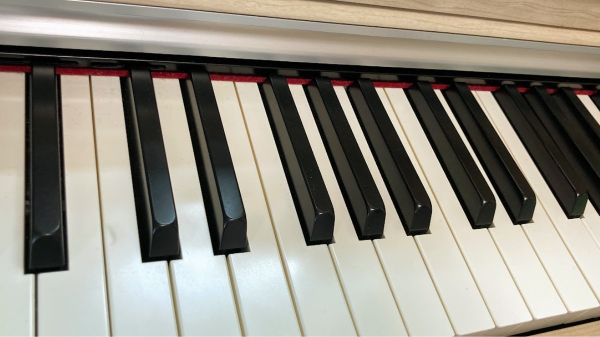 ピアノの鍵盤のドアップ