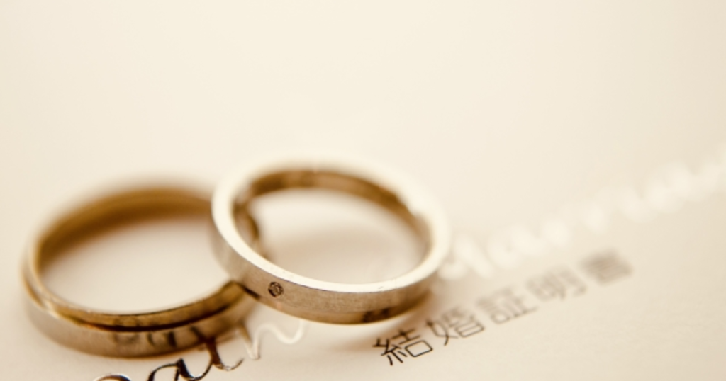 ２つの結婚指輪と証明書